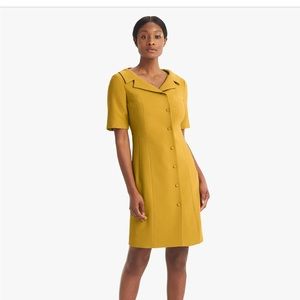 MM.LaFleur Candice Sheath Dress Button Front V-Neck Marigold Tumeric Sz 0